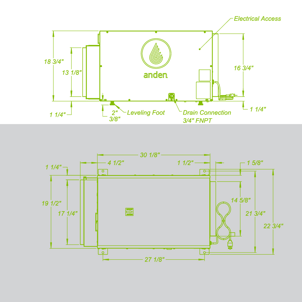 Anden-Model-210-Dehumidifier-Spec Sheets-Grow Room