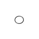 A simple black rubber ring against a white background, showcasing its circular shape and smooth surface.
