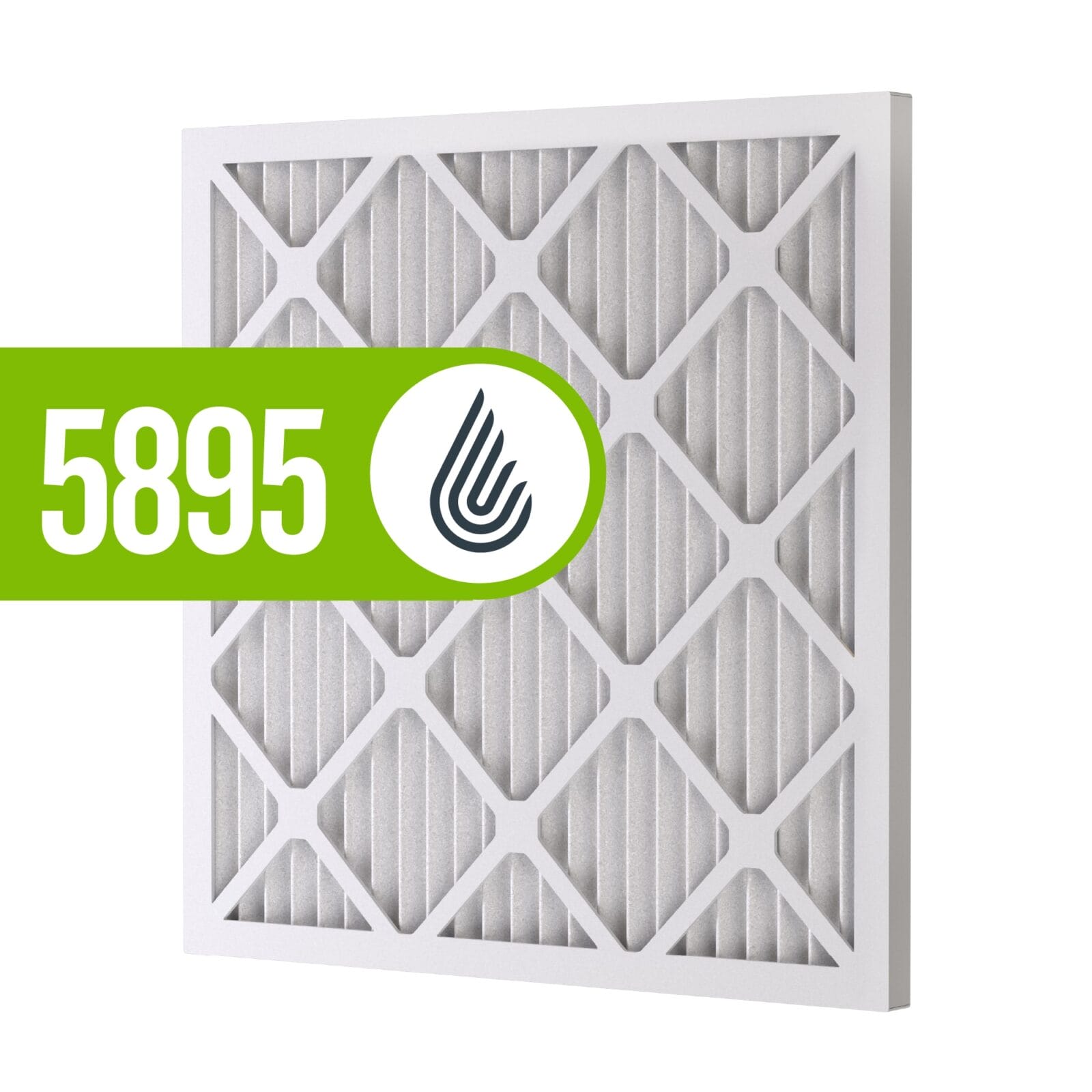 Filtre à air à motif diamant, avec une étiquette verte affichant «&nbsp;5895&nbsp;» et un logo en forme de goutte d'eau.