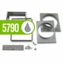 Metal ducting components, including frames, circular pieces, and screws, with a prominent green label reading "5790."