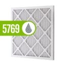 Air filter with a diamond pattern, featuring a green label displaying "5769" and a water droplet logo.
