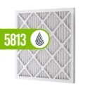 Filtre à air à motif diamant, portant l'inscription « 5813 » en vert, avec une icône de goutte d'eau.