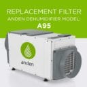 Replacement filter for Anden A95 dehumidifier, featuring a prominent green logo and a sleek, modern design.