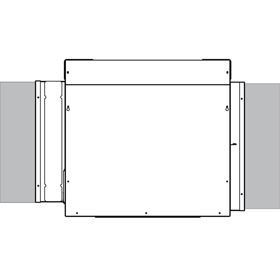 White rectangular box with grey side panels and visible screws.