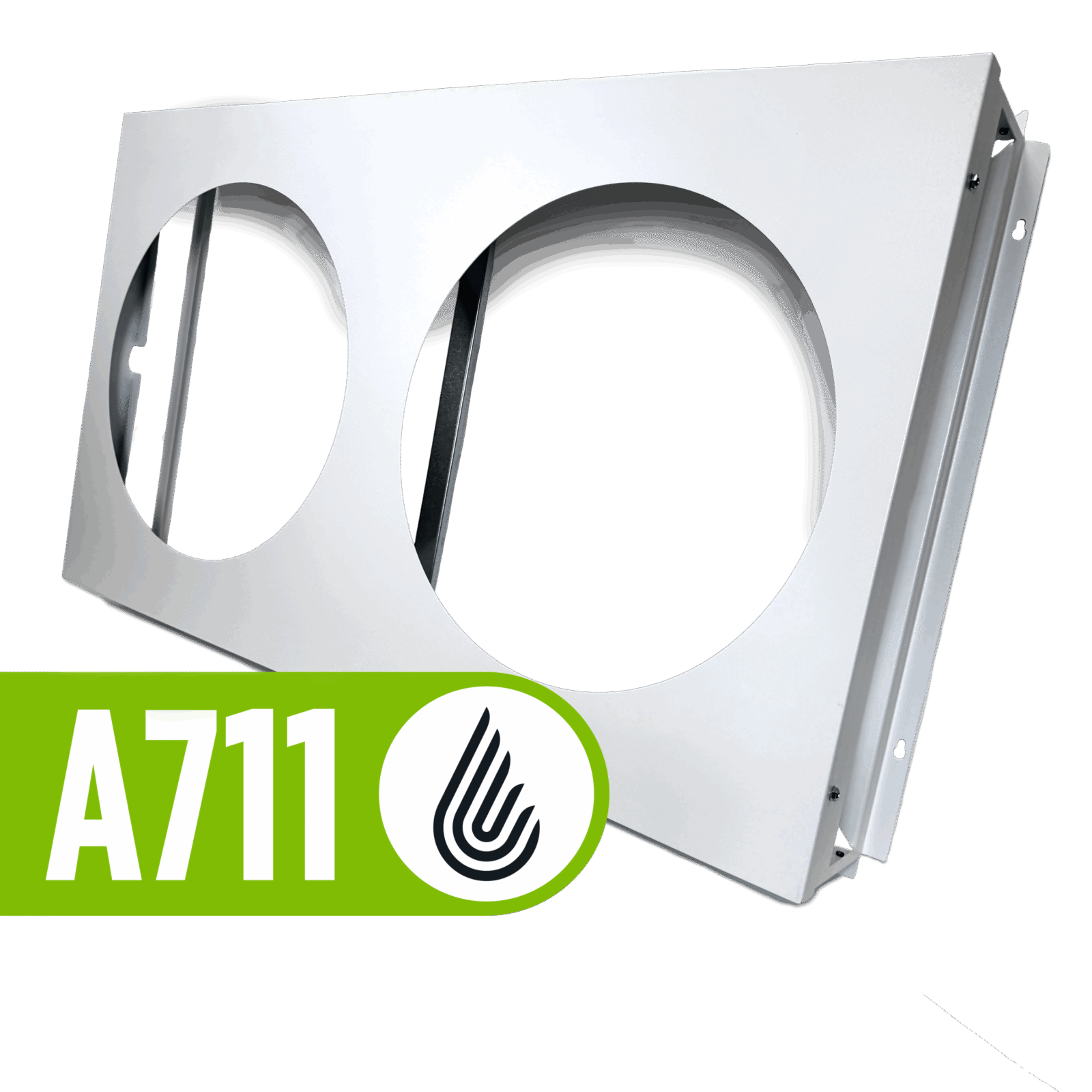 A711 intake duct kit featuring a white rectangular metal plate with two circular openings.